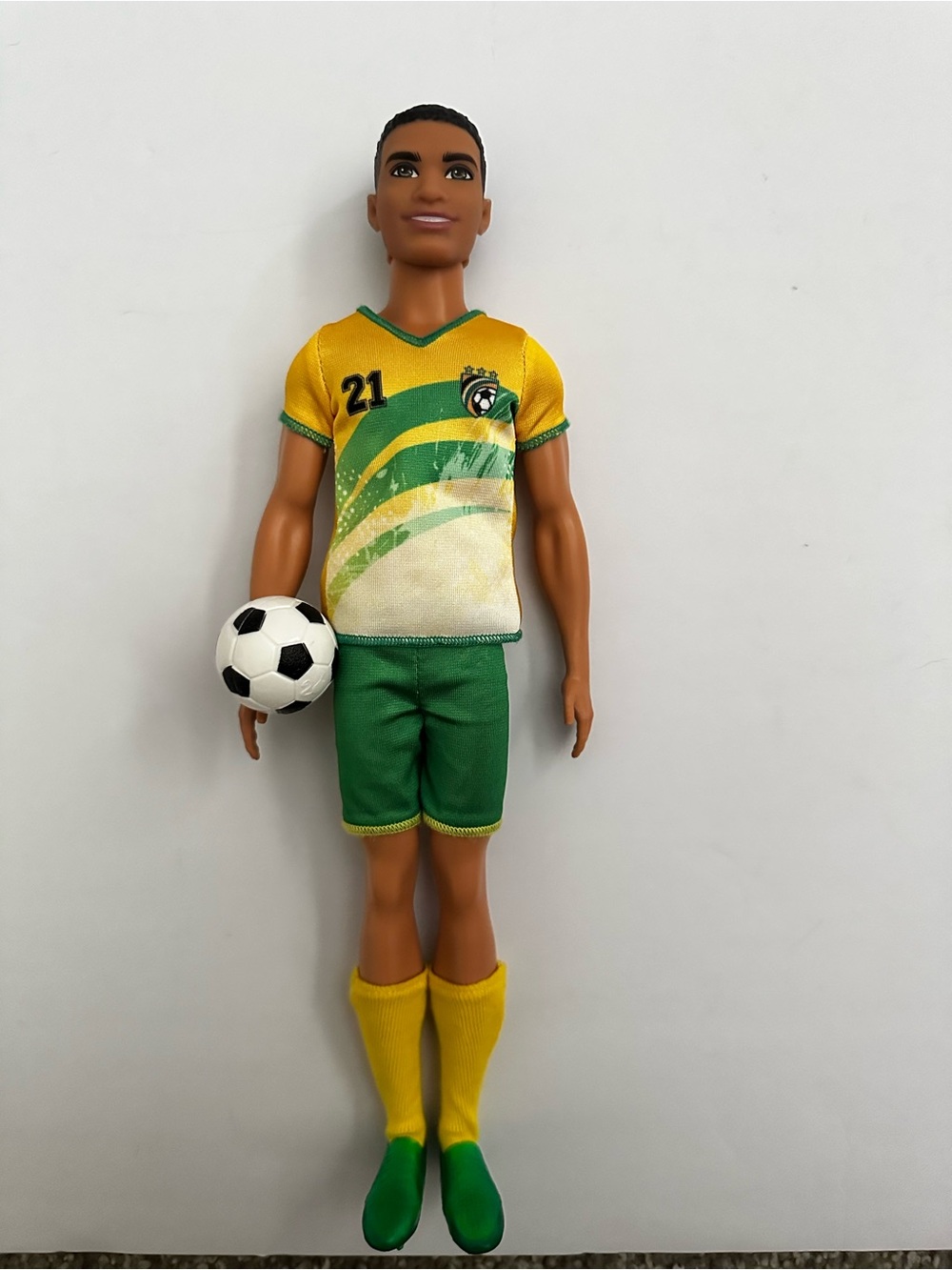 Barbie Ken Soccer Doll in Yellow & Green Kit with Ball